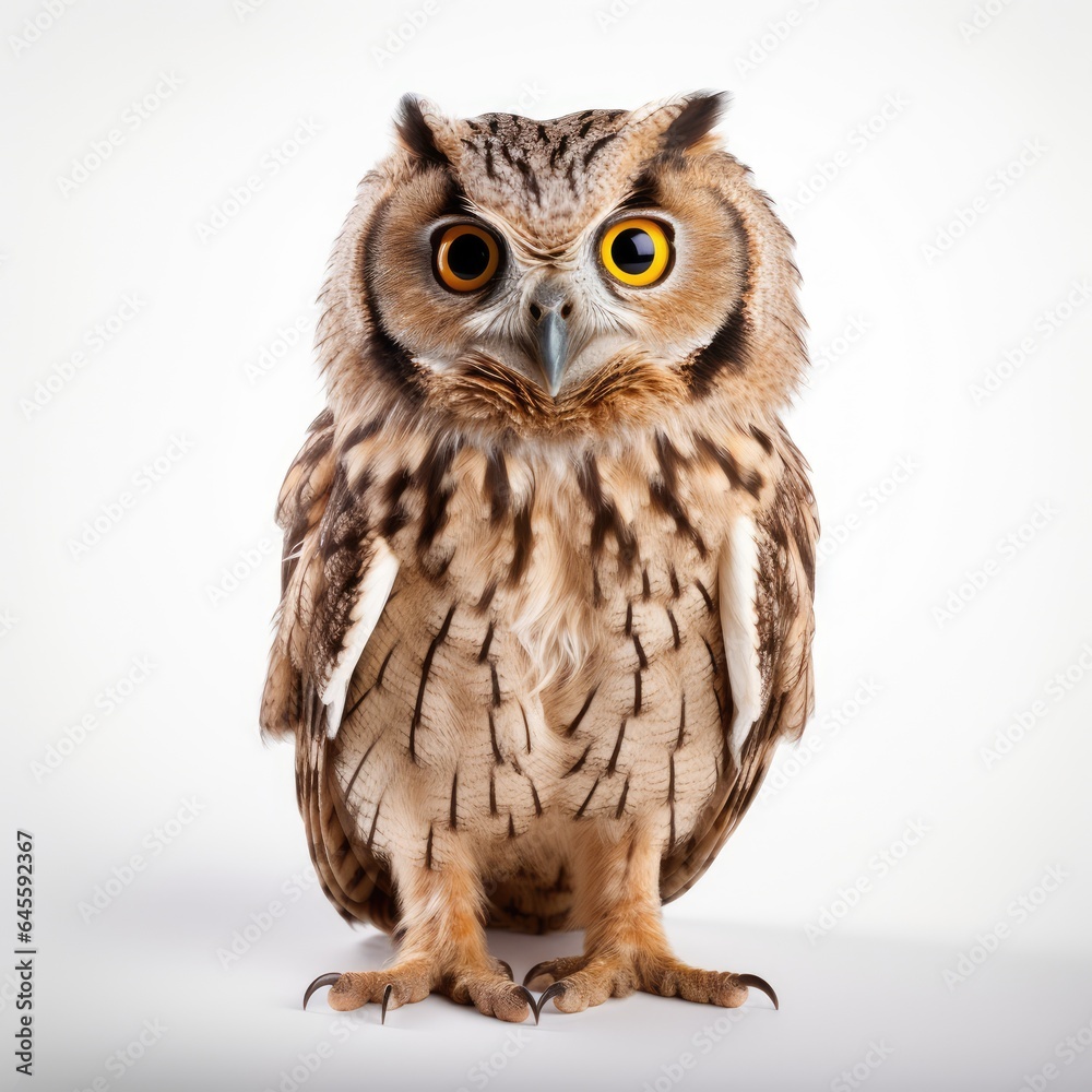 Owl on white background, AI generated Image Owl on white background, AI generated Image