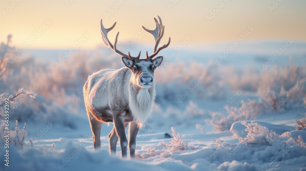 Photo & Art Print Majestic reindeer, antlers crowned with ice