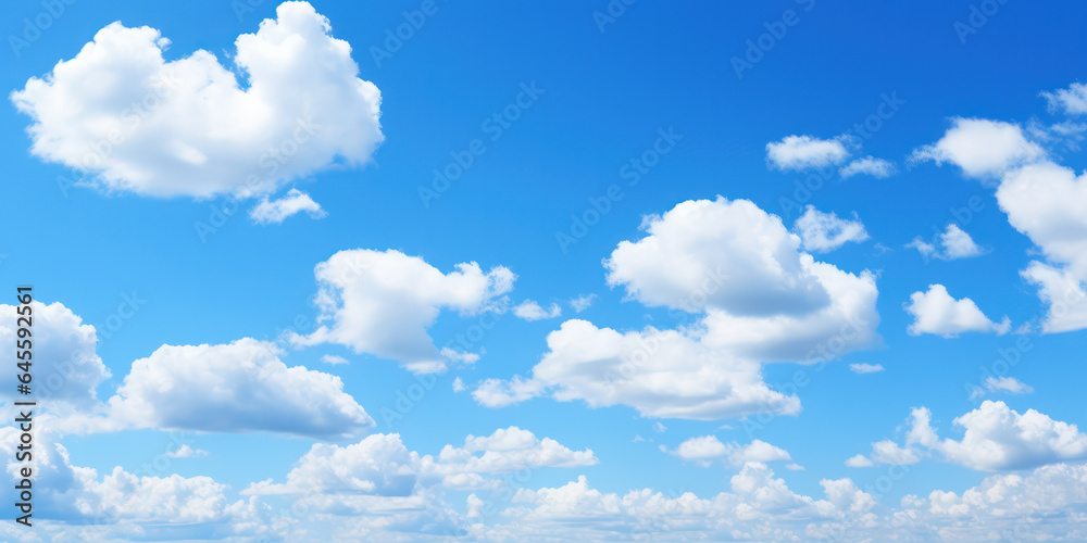 Heavenly Canvas: Blue Sky Adorned with Fluffy White Clouds - Nature's Tranquil Beauty Heavenly Canvas: Blue Sky Adorned with Fluffy White Clouds - Nature's Tranquil Beauty