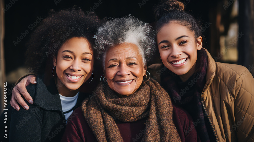 African american family, young daughter, mom, grandmother and great grandmother.genetarive ai African american family, young daughter, mom, grandmother and great grandmother.genetarive ai