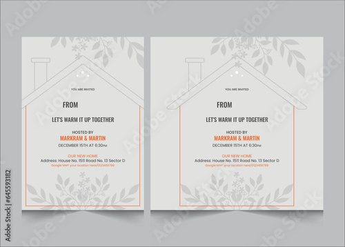 Set of house warming party invitation poster, flyer and square size banner, vector illustration eps 10