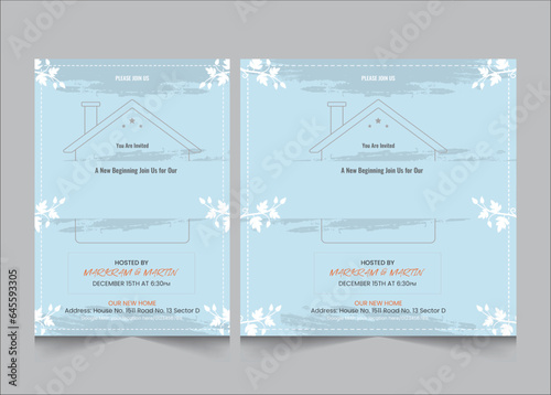 Set of house warming party invitation poster, flyer and square size banner, vector illustration eps 10