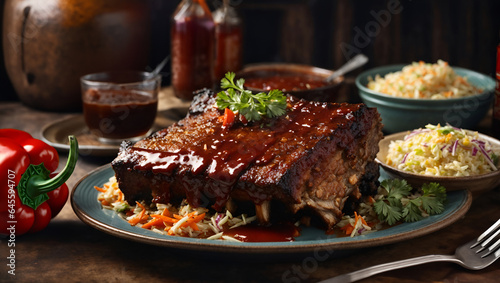 Capture the essence of a mouthwatering plate of BBQ ribs