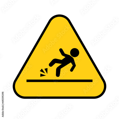 Caution slip sign. Caution falling down. Vector.