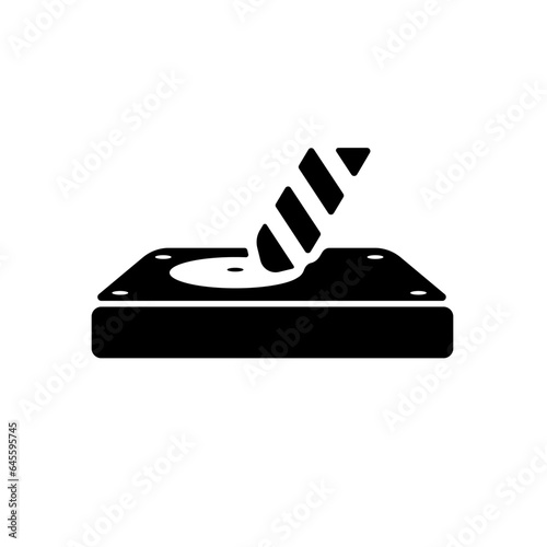 Hard disk destruction (data erasure) vector icon illustration