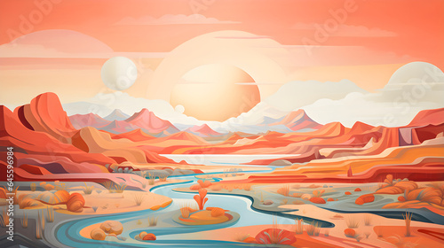 sunset over the mountains generative ai