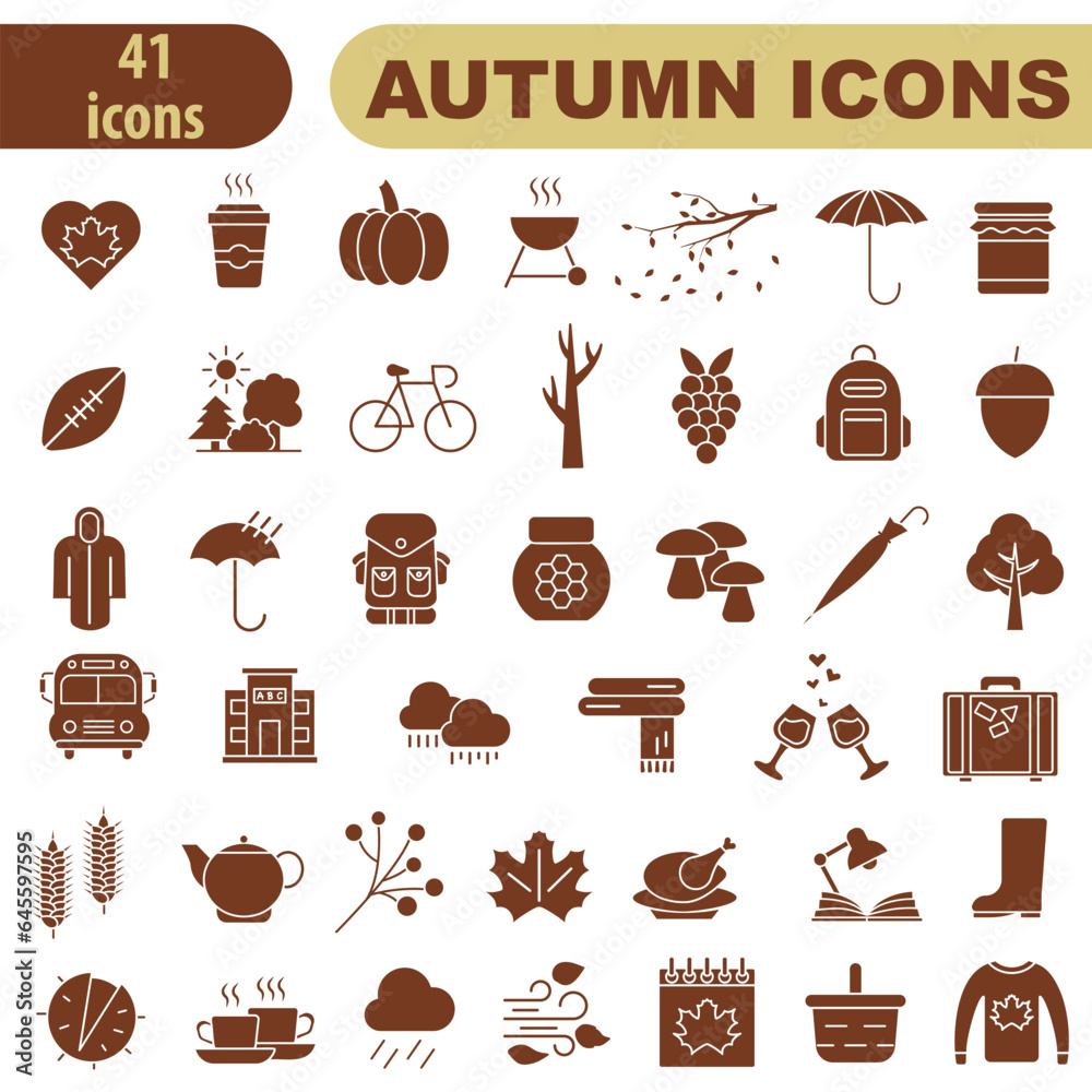 Set of autumn icons. Set of dark red hollow autumn icons. Autumn time. Autumn bright icons. Vector illustration. EPS 10. Set of autumn icons. Set of dark red hollow autumn icons. Autumn time. Autumn bright icons. Vector illustration. EPS 10.