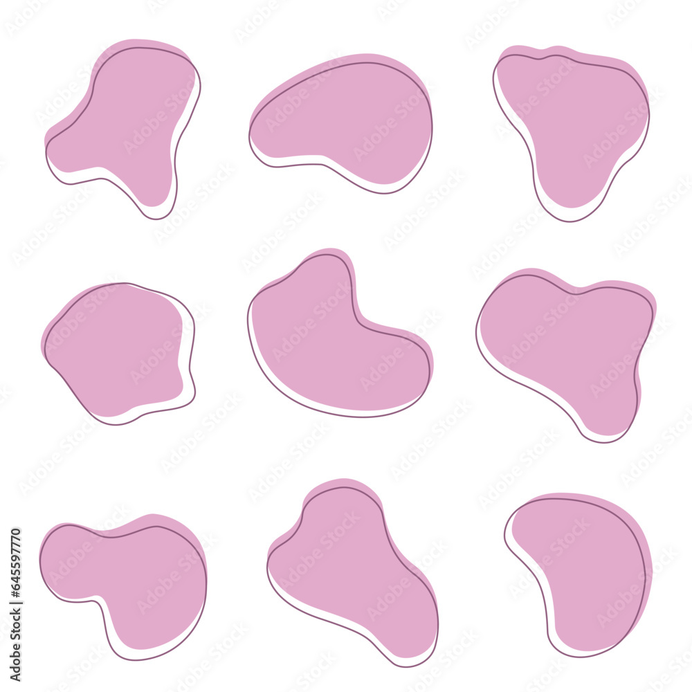 Liquid graphic shape design element. Vector background or liquid abstract geometric modern splash. Pink amyoba with frame. Liquid graphic shape design element. Vector background or liquid abstract geometric modern splash. Pink amyoba with frame.