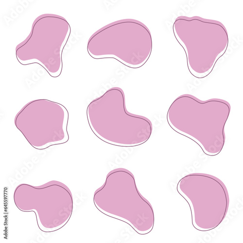 Liquid graphic shape design element. Vector background or liquid abstract geometric modern splash. Pink amyoba with frame.