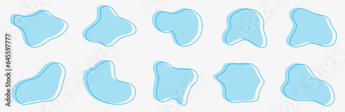 Liquid graphic shape design element. Vector background or liquid abstract geometric modern splash. Blue amyoba with frame.