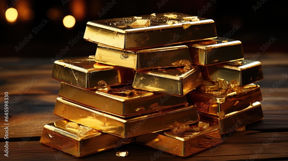 stacked of gold bars piling up stacked of gold bars piling up
