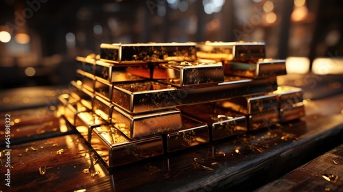 stacked of gold bars piling up © Afeefa_Rehman