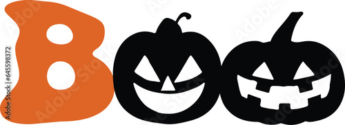 boo halloween print design,eps,vector ghost discourse,print ready,orange and black clipart.