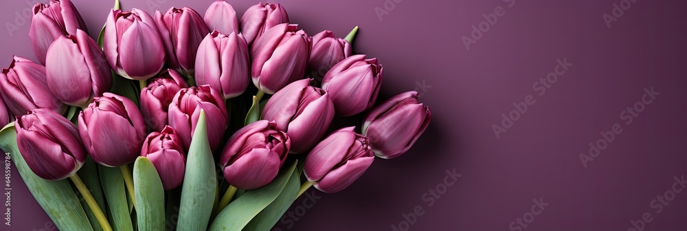 tulips on purple background, copy space tulips on purple background, copy space
