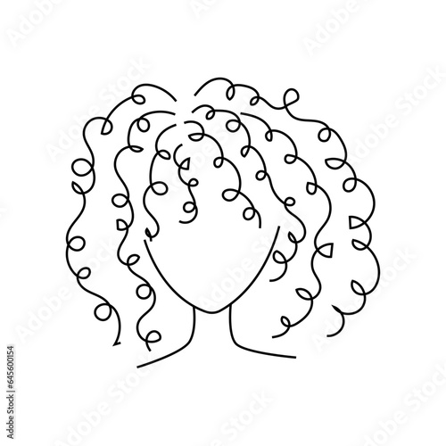 Vector illustration of a girl with curly hair.