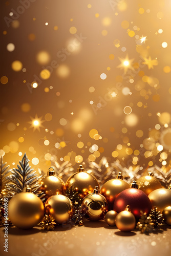 visually appealing abstract, warm christmas-themed wallpaper with a golden aura. Image created using artificial intelligence.