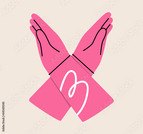 Crossed arms. International women’s day. 8th march. Colorful vector illustration