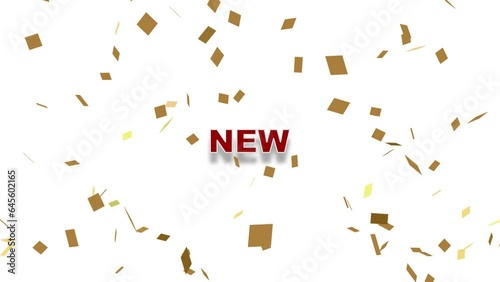 Happy New Year 2024 with realistic golden confetti. Happy New Year celebration concept. Year 2024