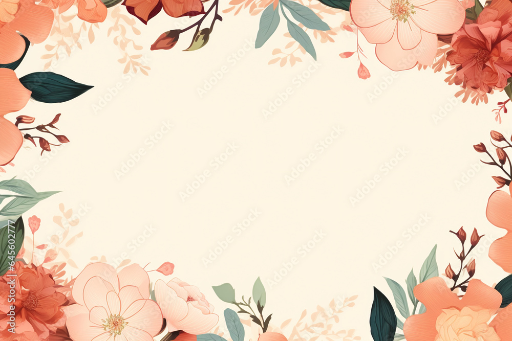 beautiful Anime style illustration floral frame