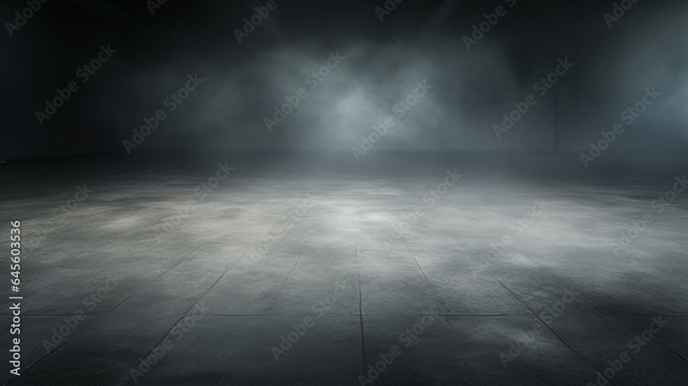 Texture dark concrete floor with mist or fog