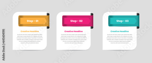 Simple three step business infographic template design © Xookits
