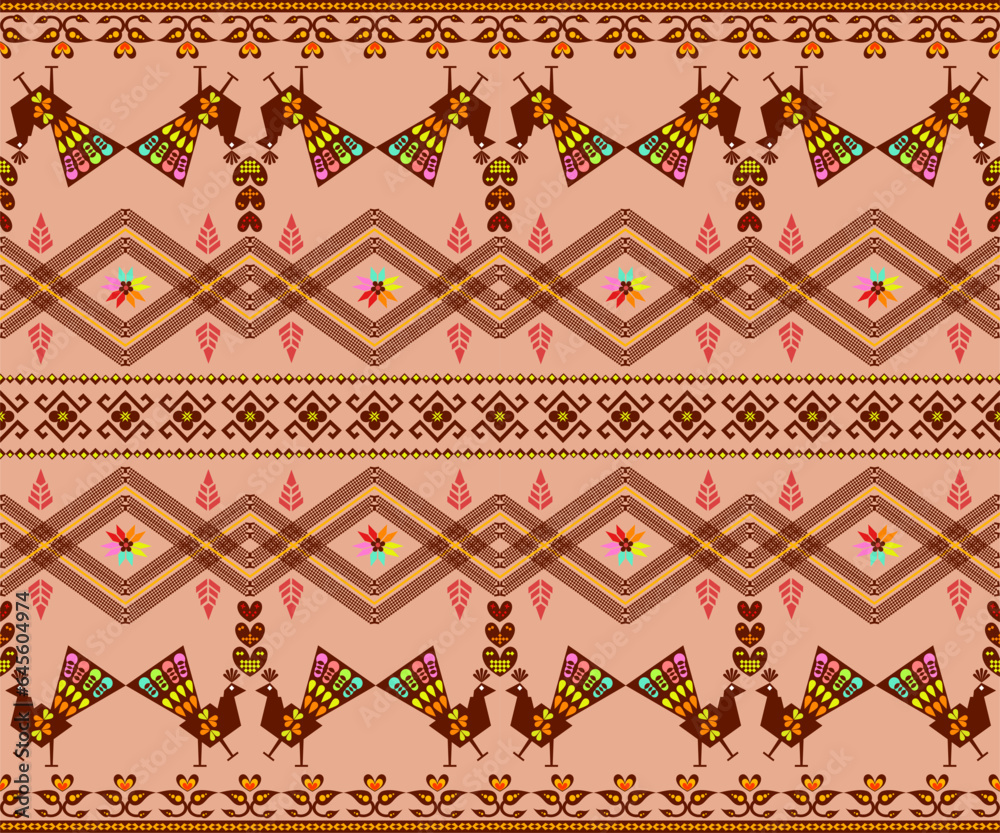 Ethnic abstract ikat art. Seamless pattern in tribal, folk embroidery, and Mexican art style. Aztec geometric Design for carpet, wallpaper, clothing, wrapping, fabric, cover, textile Ethnic abstract ikat art. Seamless pattern in tribal, folk embroidery, and Mexican art style. Aztec geometric Design for carpet, wallpaper, clothing, wrapping, fabric, cover, textile