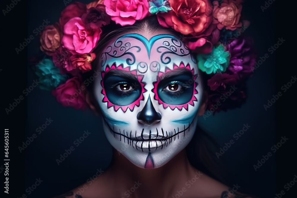 Happy Dia De Los Muertos Concept. Dia De Los Muertos Background. Dia De Los Muertos Theme. Generative Ai