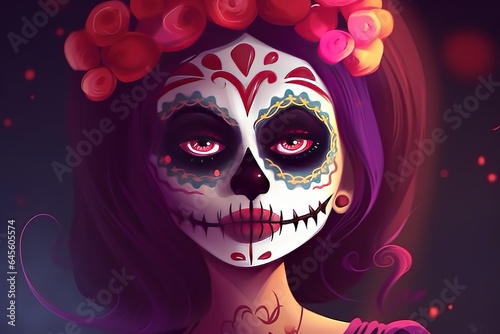 Happy Dia De Los Muertos Concept. Dia De Los Muertos Background. Dia De Los Muertos Theme. Generative Ai