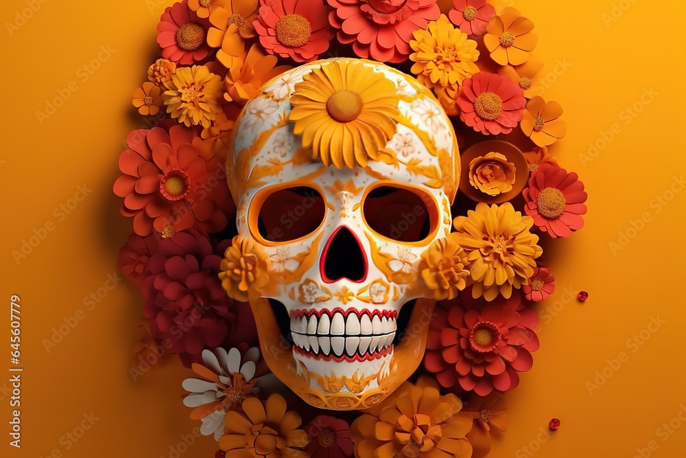 Happy Dia De Los Muertos Concept. Dia De Los Muertos Background. Dia De Los Muertos Theme. Generative Ai
