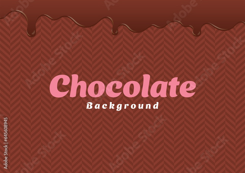 垂れるチョコレート・ソース・醤油・絵の具・ペンキ・インクのイラスト　茶色いヘリンボーン地　杉綾　A-02