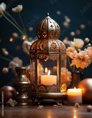 lanterns with lit candles and pretty flower decorations © DendraCreative