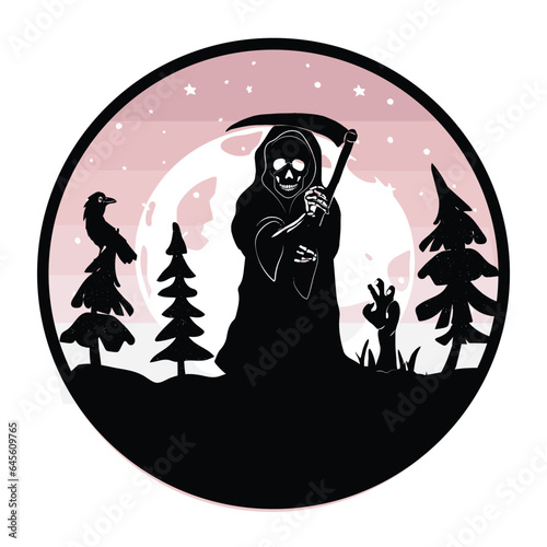 grim reaper vector silhouette. pink halloween vector silhouette
