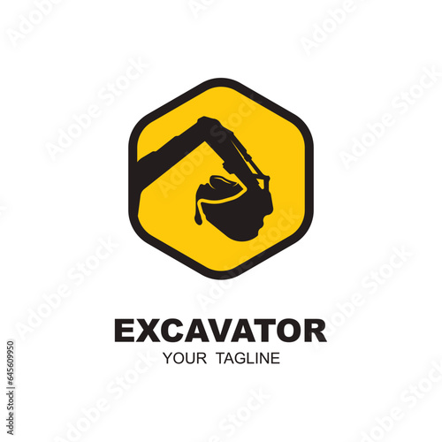 excavator logo vector icon illustration design