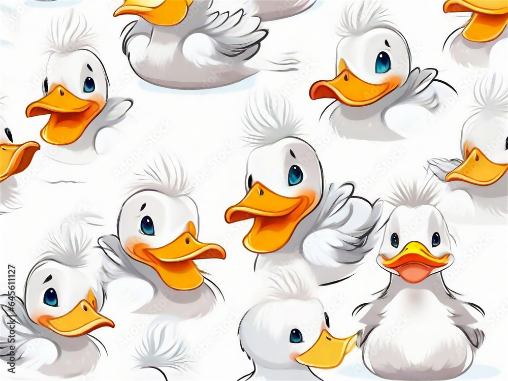 Sticker Cute Duck white outline. Cute Duck. Sticker Cute Duck white outline. Cute Duck.