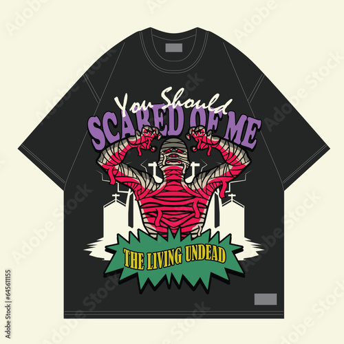 scary mummy haloween tshirt design for streetwear