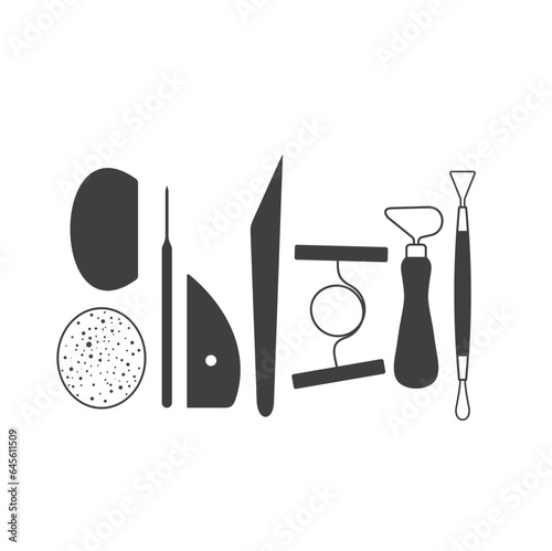 illustration of potter's tools, vector art.