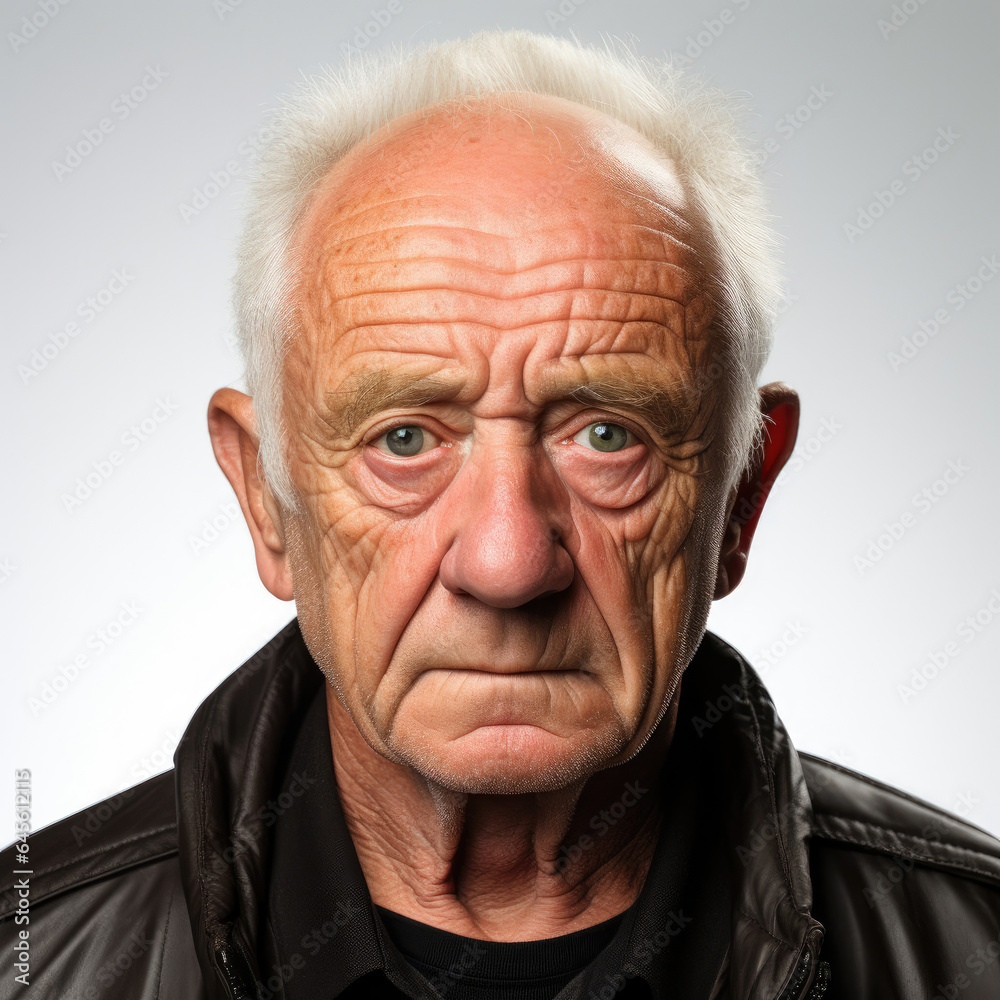 Professional studio head shot of a puzzled elderly man. Professional studio head shot of a puzzled elderly man.