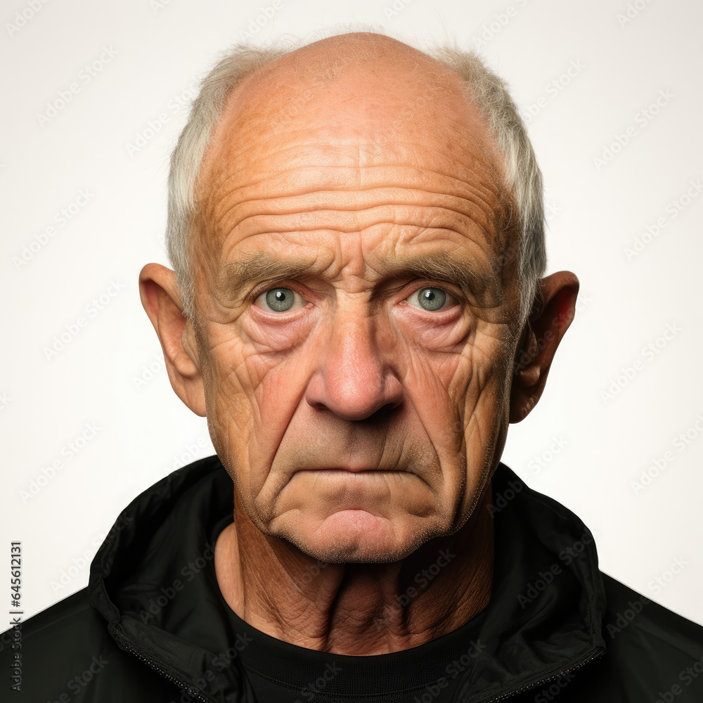 Professional studio head shot of a puzzled elderly man. Professional studio head shot of a puzzled elderly man.