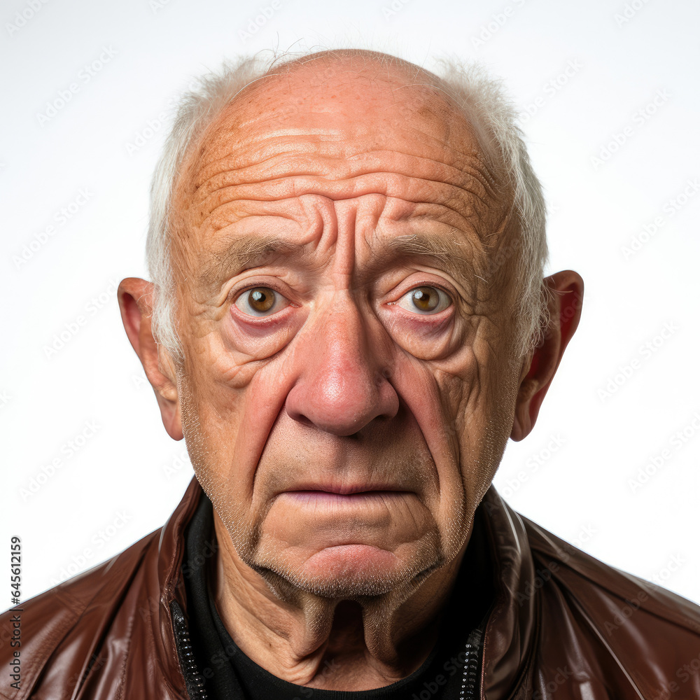 Professional studio head shot of a puzzled elderly man. Professional studio head shot of a puzzled elderly man.