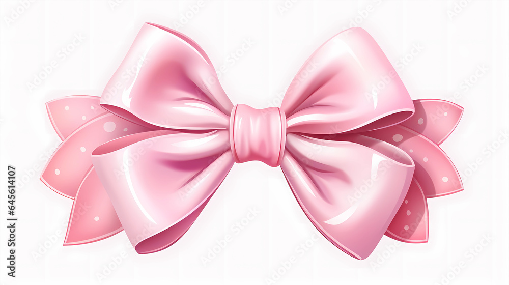 Hand drawn cartoon beautiful pink bow illustration
