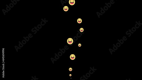laugh face emoji social media Live streaming style animated icon explosion with alpha channel transparent background