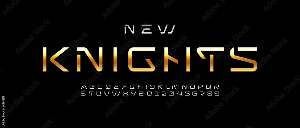 Tech golden font, digital alphabet, thick letters A to Z and numerals 0 to 9, vector illustration 10EPS Tech golden font, digital alphabet, thick letters A to Z and numerals 0 to 9, vector illustration 10EPS