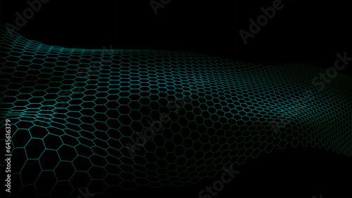 Hexagonal cell pattern science tech dark background © gusense
