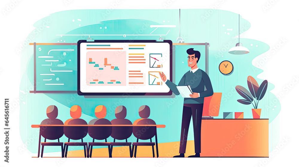 A man is giving a presentation at work A man is giving a presentation at work