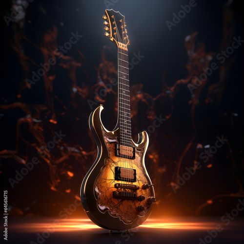 electric guitar on black background generative ai