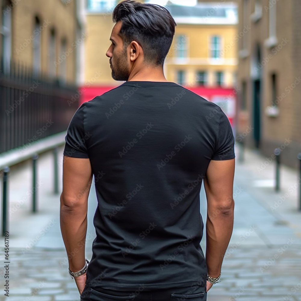 Illustration of a fashion portrait with plain t-shirt mockup, AI Generated Illustration of a fashion portrait with plain t-shirt mockup, AI Generated