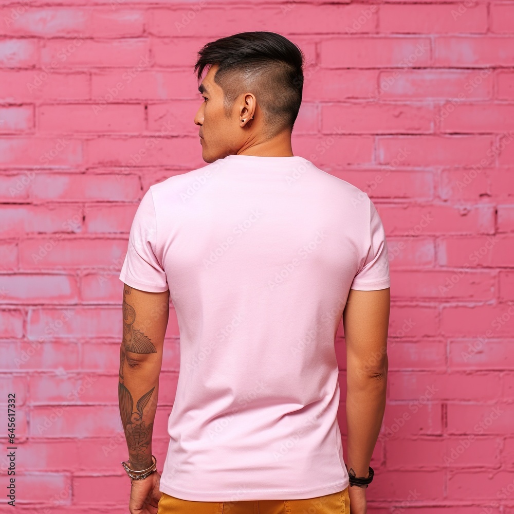 Illustration of a fashion portrait with plain t-shirt mockup, AI Generated Illustration of a fashion portrait with plain t-shirt mockup, AI Generated