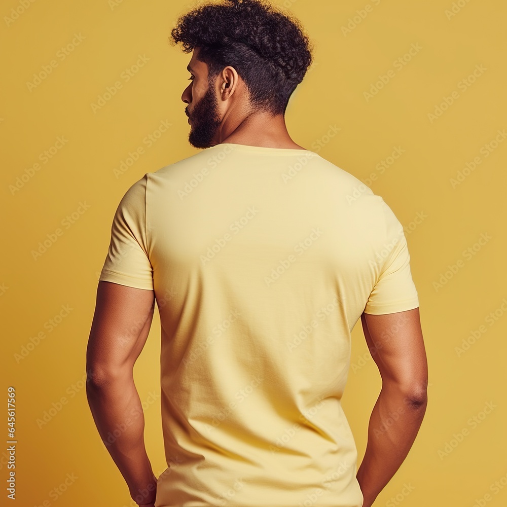 Illustration of a fashion portrait with plain t-shirt mockup, AI Generated