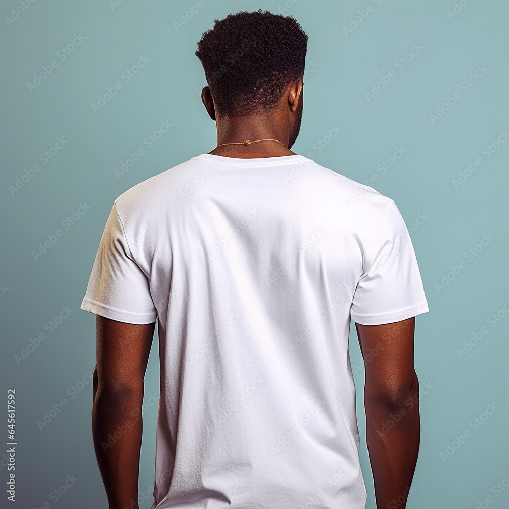 Illustration of a fashion portrait with plain t-shirt mockup, AI Generated Illustration of a fashion portrait with plain t-shirt mockup, AI Generated
