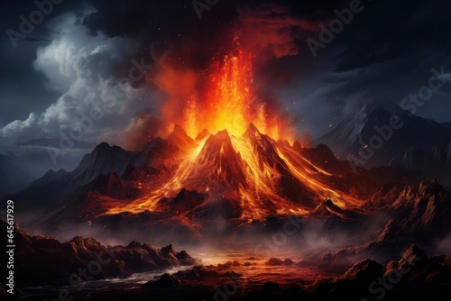 Volcanic eruption. 3D rendering illustration.
